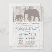 Baby shower Elephant Boy Invitation Rustique (Devant)