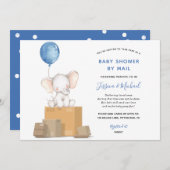 Baby shower Elephant Boy par invitation par courri (Devant / Derrière)