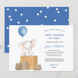 Baby shower Elephant Boy par invitation par courri