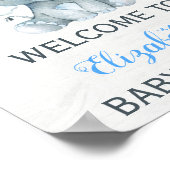 Baby shower éléphant garçon Affiche de bienvenue F (Coin)