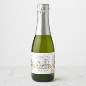 Baby shower Elephant Greenery Sparkling Wijnetiket (Voorkant)