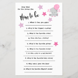 Baby shower Elephant Hoe goed je de kaart kent