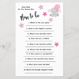 Baby shower Elephant Hoe goed je de kaart kent