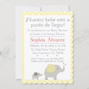 Baby shower Elephant/Invitación Elefantes Kaart