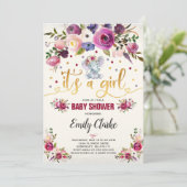 Baby shower éléphant Invitation Baby shower Boho (Debout devant)