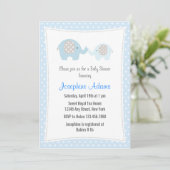 Baby shower éléphant Invitation bleu (Debout devant)