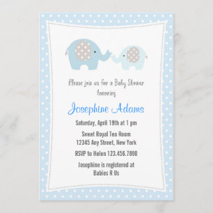 Baby shower éléphant Invitation bleu