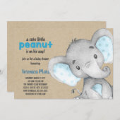 Baby shower éléphant invitation cacahuète bébé inv (Devant / Derrière)