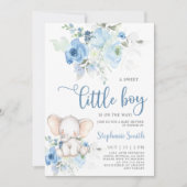 Baby shower éléphant Invitation garçon (Devant)