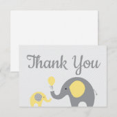 Baby shower Eléphant Jaune Merci Cartes Plat (Devant / Derrière)