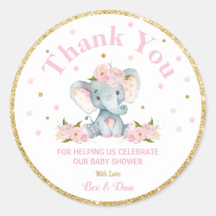 Baby shower éléphant Merci Sticker Étiquettes