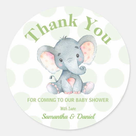 Baby shower éléphant Merci Sticker Étiquettes garç (Devant)