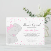 Baby shower Eléphant mignon fille 🎀 🐘 invitation (Debout devant)