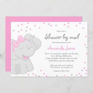 Baby shower Eléphant mignon fille 🎀 🐘 invitation