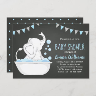 Baby shower Eléphant mignon Invitation pour Garçon