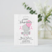 Baby shower éléphant rose bois blanc Invitation (Debout devant)