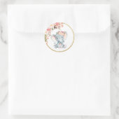 Baby shower Eléphant rose Favoriser Sticker Étique (Sac)