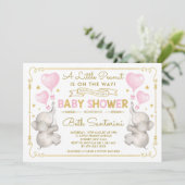 Baby shower Eléphant rose fille Jungle Invitation (Debout devant)