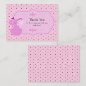 Baby shower Eléphant Rose Merci Cartes (Devant / Derrière)
