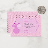 Baby shower Eléphant Rose Merci Cartes (Devant/Arrière en situation)