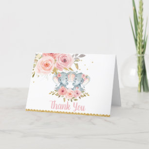 Baby shower Eléphant Twin Girls Anniversaire Merci