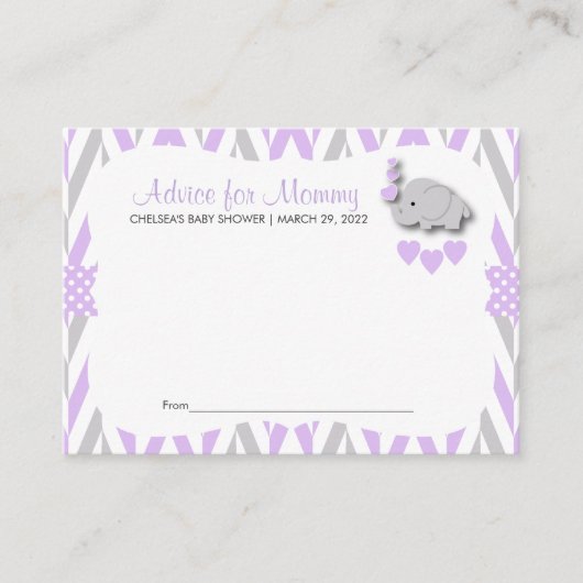 Baby shower Eléphant Violet Et Gris Sm - Conseil (Devant)