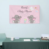 Baby shower, Elephants, BlueBird en Stork, Custom Spandoek (Beurs)