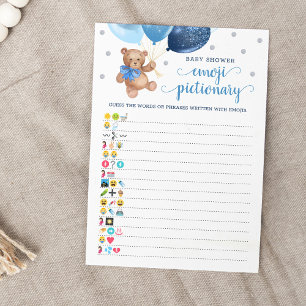 Baby Shower Emoji Pictionary Game Teddy Bear Kaart