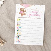 Baby shower Emoji Pictionary Game Teddy Bear Kaart