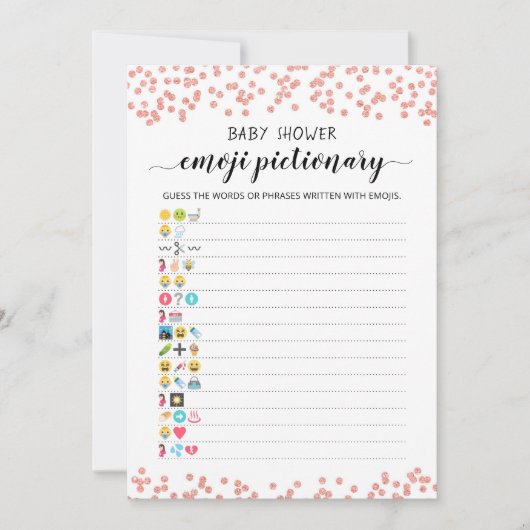 Baby shower Emoji Pictionary spel Kaart (Voorkant)