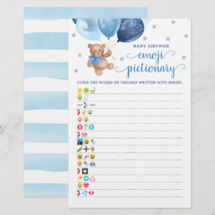 Baby Shower Emoji Pictionary Spel Thema Teddybeer