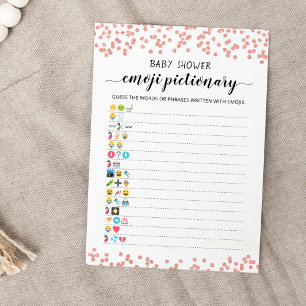 Baby Shower Emoji Pictionary spelkaart Kaart