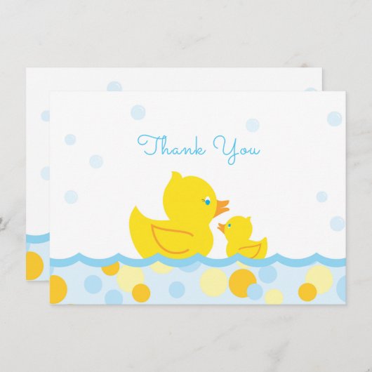 Baby shower en caoutchouc Ducky Merci bleu et jaun (Devant / Derrière)