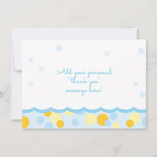 Baby shower en caoutchouc Ducky Merci bleu et jaun (Dos)