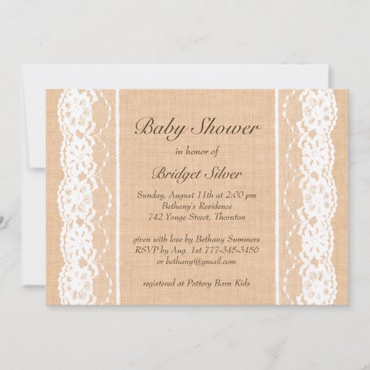 Baby shower en dentelle Vintage blanche Invitation (Devant)