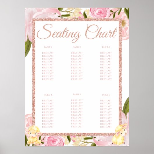 Baby shower en mouton rose Rose Or Tableau de sièg (Devant)