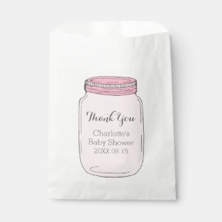 Baby shower en pot Mason rose Favoriser les sacs