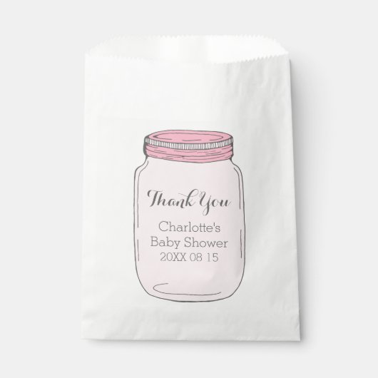 Baby shower en pot Mason rose Favoriser les sacs (Devant)