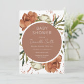 Baby shower en terre cuite Invitation Boho Florals (Debout devant)