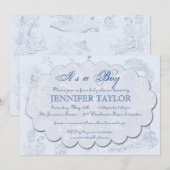 Baby shower en toile Vintage Invitation Bleu (Devant / Derrière)