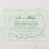 Baby shower en toile Vintage Invitation Vert (Devant / Derrière)