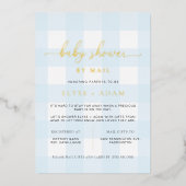 Baby shower En vichy Bleu Par Mail Foil Invitation (Recto)