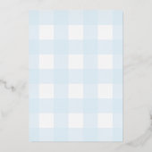 Baby shower En vichy Bleu Par Mail Foil Invitation (Verso)