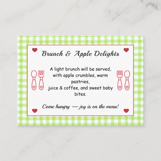 Baby Shower Enclosure Card – Brunch menu (Devant)