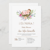 Baby shower espagnol invitation fille (Devant / Derrière)
