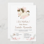 Baby shower espagnol invitation fille (Devant / Derrière)