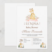 Baby shower espagnol invitation fille (Devant / Derrière)