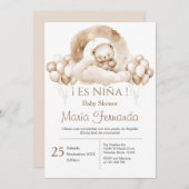Baby shower espagnol invitation fille (Devant / Derrière)