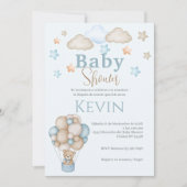 Baby shower espagnol Invitation Ours bleu Garçon (Devant)
