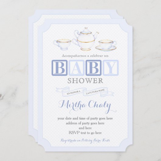 Baby shower espagnol Invitations de thé pour garço (Devant / Derrière)